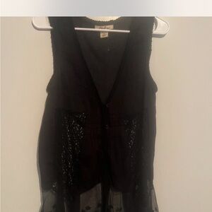 Y2K Black Sheer Sleeveless Top with Lace Details